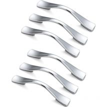 Ymyny - Juego de 6 tiradores para muebles de cocina con espacio entre agujeros de 128 mm, tiradores plateados para gabinetes y tiradores cromados