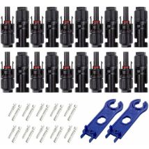 Lot de 10 paires de câbles de panneau solaire MC4 mâle/femelle pour système photovoltaïque, accessoires de câbles de panneau solaire étanches - Noir