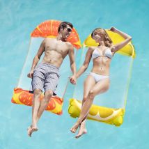 Lot de 2 bouées de piscine pour adultes et enfants de plus de 12 ans, matelas de bouée de piscine 4 en 1 avec pompe à air, hamac gonflable, matelas