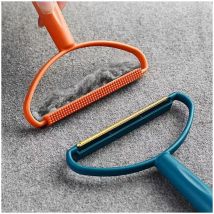 Lot de 2 grattoirs à tapis, épilateur pour chiens, chats et animaux domestiques, désherbeur à linge, désherbeur à main, râteau à tapis, bleu + orange