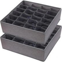 Lot de 2 organiseurs de tiroirs pour sous-vêtements, 48 cellules, pliables, pour vêtements, chaussettes, sous-vêtements, cravates (24 + 24 cellules,