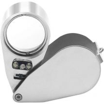 Ymyny - Loupe de poche pliable pour bijoutier 40X Loupe éclairée avec lumière led et lampe uv