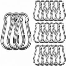 M6 Mousqueton Inox, 20 pcs Mousqueton de Fixation pour Charges Lourdes - Mousqueton en Acier Inoxydable Capacité de Charge de 120 kg/260 lb, 304