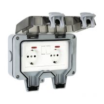 Prise extérieure étanche IP66 avec interrupteur, boîte de jonction étanche, prise extérieure à double paroi pour cuisine, salle de bain, garage,