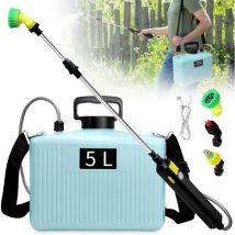 Pulvérisateur électrique à batterie de 5 l avec 3 buses, poignée rechargeable, pistolet rétractable, bandoulière réglable, pour pelouse, jardin et