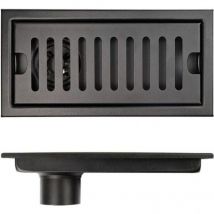Flyme - ymyny Rectangular Floor Drain, Black Stainless Steel Elongated Floor Drain 20×10cm, Deodorant Shower Floor Drain