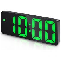 Réveil Numérique,Grand écran LED,Horloge de Surface Miroir avec Fonction Snooze et Connexion de Charge usb Réglable en Luminosité Réveil pour