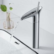 Robinet de salle de bain, robinet de salle de bain cascade, robinet de lavabo à poignée unique, chrome, robinet mitigeur de salle de bain à levier