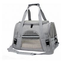YMYNY Sac de transport pour chat, cage pour chien pliable et respirante avec sangles réglables, sac de transport pour chaton, chiot, lapin, gris