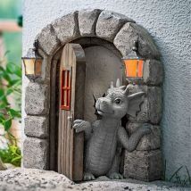 Sculpture de dragon de cour en résine exquise Statue de dragon Décoration de maison Porte de fée Décoration de jardin Maison de fée Arbre Ornements