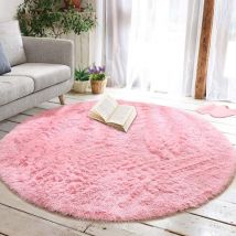 Tapis rond moelleux et doux pour chambre d'enfant ou de fille, château de princesse, tapis à poils longs en peluche, joli tapis circulaire pour