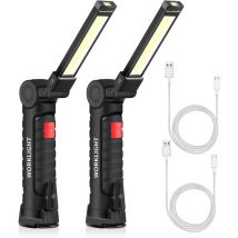 Ymyny - USB-wiederaufladbare Taschenlampe, LED-Taschenlampe, Arbeitsleuchte, tragbarer magnetischer Aufhängehaken für Outdoor-Camping-Reparaturlampe