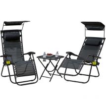 Neo Direct - Neo Black Folding Zero Gravity Garden Chairs and Table Set