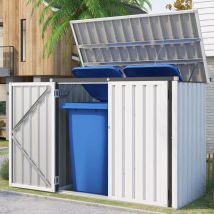 YODOLLA 1.5x0.8m Garden Storage Shed, Bike Shed with Double Door and Opening Lid, Outdoor Storage Box for Bikes,Trash Cans, Garden Tools, White