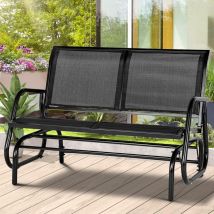 Yodolla - 2-Sitzer Outdoor-Schaukel-Gleitliege Loveseat-Stuhl mit pulverbeschichtetem Stahlrahmen Garten-Schaukelsitz, Terrassenbank für 2 Personen