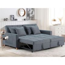 YODOLLA 3-in-1 Sofa Bed, Double Sleeper Chair Bed with Adjust Backrest Into a Sofa,Fabric Couch,Double Bed,Convertible Chair Bed for Adults, Dark Grey