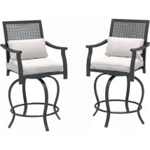 Bistro Gartenmöbel, Balkonmöbel mit 2 Stühle, Balkonset mit Drehhockern, Barhöhe Terrassen-Sets Drehstühle für Balkon - Yodolla