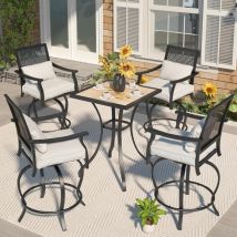 5tlg. Bistro Set Gartenmöbel, Balkonmöbel mit 1 Hochtisch und 4 Stühle, Balkonset mit Drehhockern - Yodolla