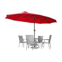 Yodolla - 4.5m Gartenschirm Sonnenschirm, Doppelseitiger Terrassenschirm mit Kurbel Belüftungsöffnungen, Rot