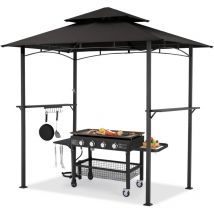 YODOLLA Abri Barbecue avec Double Toit, Tonnelle de Jardin Exterieur, Tissu Imperméable, Gris