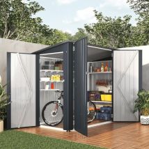 Abri de Jardin en Métal pour Vélo - Cabanon de Rangement Outils avec 3 Portes, Gris - Yodolla