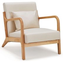 Fauteuil Salon, Chaise Rétro avec Oreiller, Convient au Chambre à Coucher Salon Balcon Bureau, Beige - Yodolla