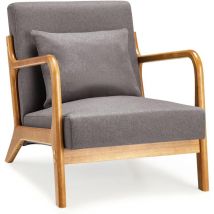Fauteuil Salon, Chaise Rétro avec Oreiller, Convient au Chambre à Coucher Salon Balcon Bureau, Gris Foncé - Yodolla