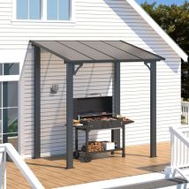 YODOLLA Aluminium-Pavillon, 2,4 x 1,5 m Wandmontage, Robuste Metall-Pergola Für Den Garten, Schwarz