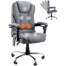 Yodolla - Chaise longue ergonomique pour bureau, chaleur et massage - Chaise de bureau avec dossier haut et hauteur réglable - Chaise pivotante