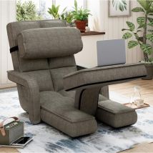 Floor Chair Adjustable, Folding Lazy Sofa Bed with Armrests, Gaming Lounge Recliner with Pillow & Footrest, Charcoal - Yodolla