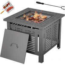 Yodolla - Square Fire Pit Table, Large Metal Fire Pits for Outdoor bbq, Firepit Stove with Table Cover