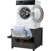 YODOLLA Laundry Pedestal, Washing Machine Stand Base with Drawer and Pull-out Shelf, 320 KG Capacity, Black