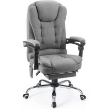 Yodolla - Office Chair with Footrest, Desk Chair For Home With Back Support, Grey Fabric Ergonomic Office Chair, Comfortable & Heavy Duty Computer