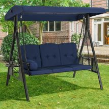 Yodolla Patio Schaukelstuhl Für Erwachsene, 3-sitzer Veranda Schaukeln Mit Verstellbarem Baldachin, Außenschaukelbank Mit Abnehmbarem Kissen, Geeignet