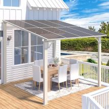 Pergola Adossée, Tonnelle de Jardin Exterieur, Gouttière Intégrée, Résistant uv - Yodolla