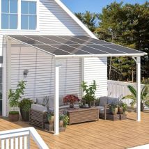 Pergola Adossée, Tonnelle de Jardin Exterieur, Gouttière Intégrée, Résistant uv - Yodolla