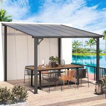 Pergola Adossée, Tonnelle de Jardin Exterieur, Gouttière Intégrée, Résistant uv - Yodolla