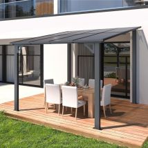 Pergola Adossée, Tonnelle de Jardin Exterieur, Gouttière Intégrée, Résistant uv - Yodolla