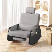 Rocking Nursing Chair with Footrest, Adjustable High Back Armchair for Adults, Grey - Yodolla