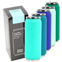Lattina isotermica in Acciaio Inossidabile, da 7 cm, capienza di 500 ml, rif. 1304, Acciaio Inox, Turquoise, 19 x 7 x 7 cm - Yoko Design