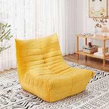 Yoleo - Fauteuil de Sol Paresseux,Canapé Tatami confortable,Chaise de cheminée en cuir de chamois pour salon,85L x 80l x 84Hcm,Jaune