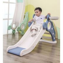 Toboggan pour Enfants,Toboggan Amusant avec Panier de Basket,Jeu d'Extérieur et l'Intérieur pour pour bébé,115x66x125cm(jusqu'à 25 kg),Bleu - Yoleo