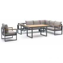 Yonaha - Ensemble repas de jardin 7 places en aluminium gris anthracite Dcb Garden
