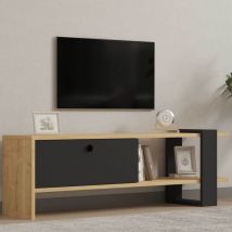 Yonca Meuble Tv 100 % Mélamine Anthracite, Chêne