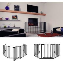 Haloyo - Barrière de sécurité Enfant 5 Panneaux Grille de Protection métal - Pliable pour cheminée et escaliers 310 cm Noir