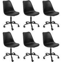 Yongqing - lot de 6 Chaise de Bureau tulipe pivotant Tabouret de Travail Fauteuil de Bureau Ergonomique Hauteur Réglable avec capitonné Cuir pu