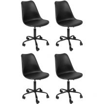 Yongqing - lot de 4 Chaise de Bureau tulipe pivotant Tabouret de Travail Fauteuil de Bureau Ergonomique Hauteur Réglable avec capitonné Cuir pu