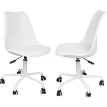 Yongqing - Chaise de Bureau tulipe lot de 2 pivotant Tabouret de Travail Fauteuil de Bureau Ergonomique Hauteur Réglable avec capitonné Cuir pu