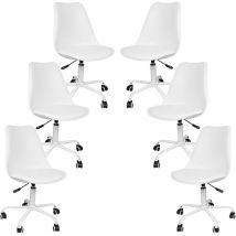 Yongqing - Chaise de Bureau tulipe lot de 4 pivotant Tabouret de Travail Fauteuil de Bureau Ergonomique Hauteur Réglable avec capitonné Cuir pu