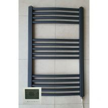 York 500 x 800mm Anthracite Electric Curved Towel Rail Bathroom Radiator With Controller